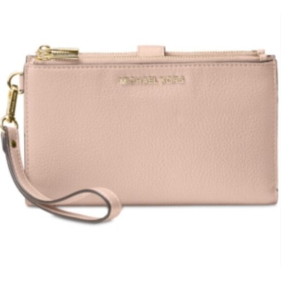 Michael Kors Women’s Adele Double Zip Wristlet Pink One Size NWD - Picture 1 of 5